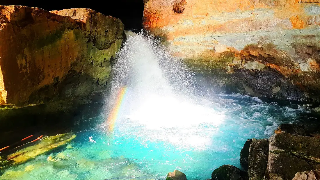 Inside Afqa waterfall. Created by ALLAH