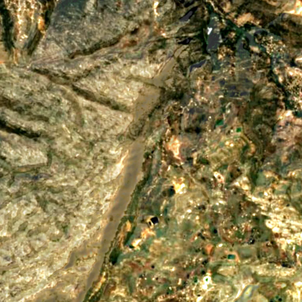 The ground above Baatara gorge waterfall (Sentinel-2)