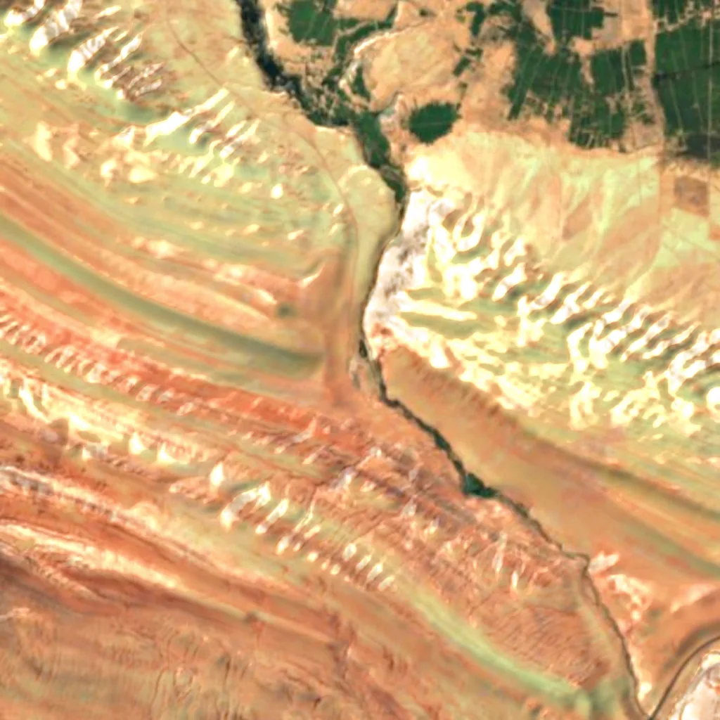 The ground above Bezeklik Thousand Buddha Caves (Sentinel-2)