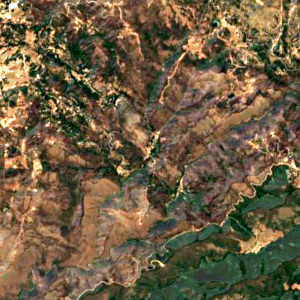 The ground above California Caverns (Sentinel-2)