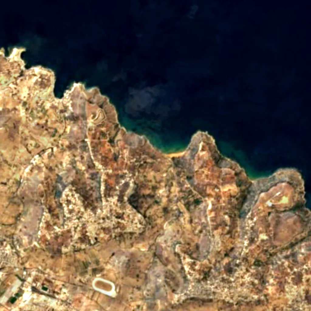 The ground above Calypso’s Cave (Sentinel-2)