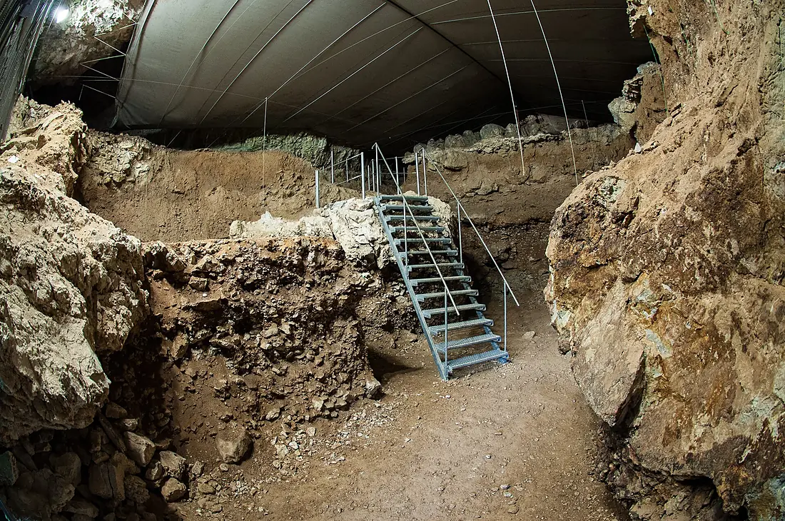 Inside cave Divje Babe I