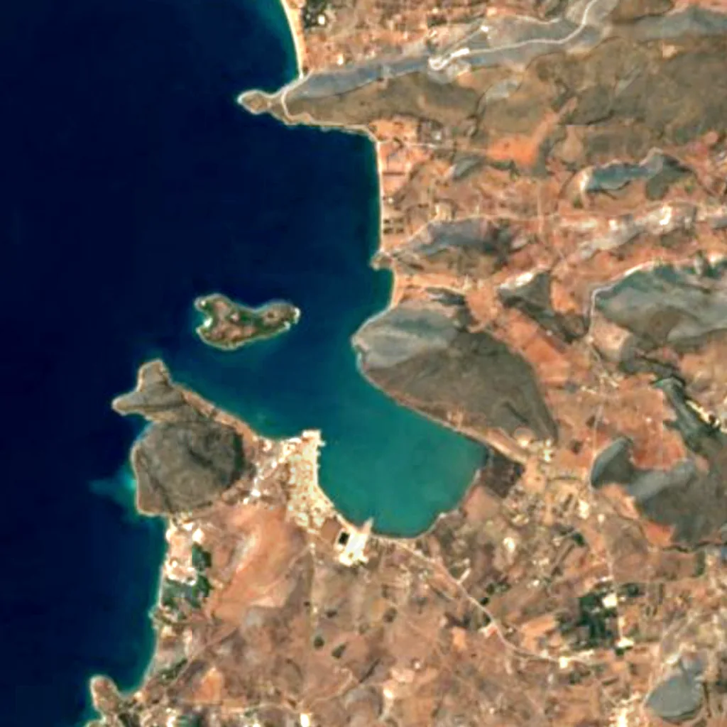 The ground above Franchthi Cave (Sentinel-2)