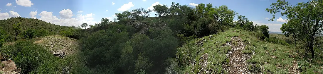 A 180 degree panorama of the Gondolin cave system taken in 2004