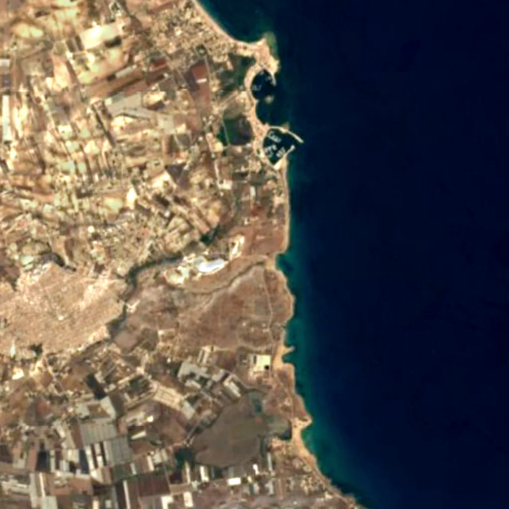 The ground above Grotta Calafarina (Sentinel-2)