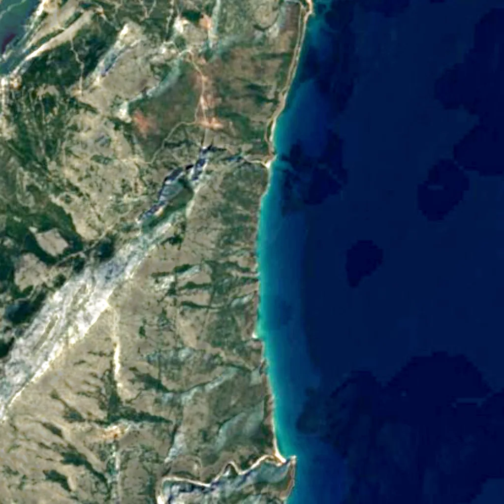 The ground above Grotta del Bue Marino (Sentinel-2)
