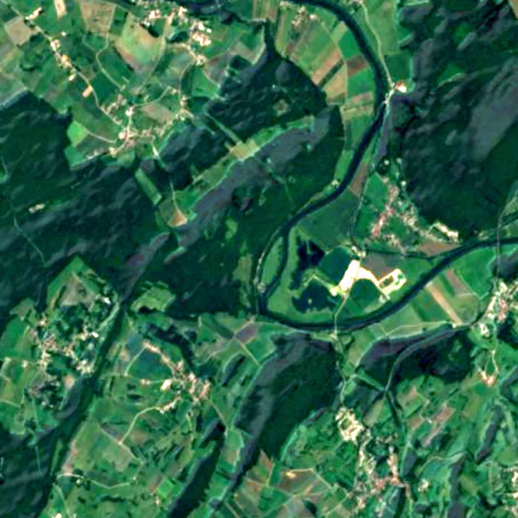 The ground above Grotte d'Osselle (Sentinel-2)