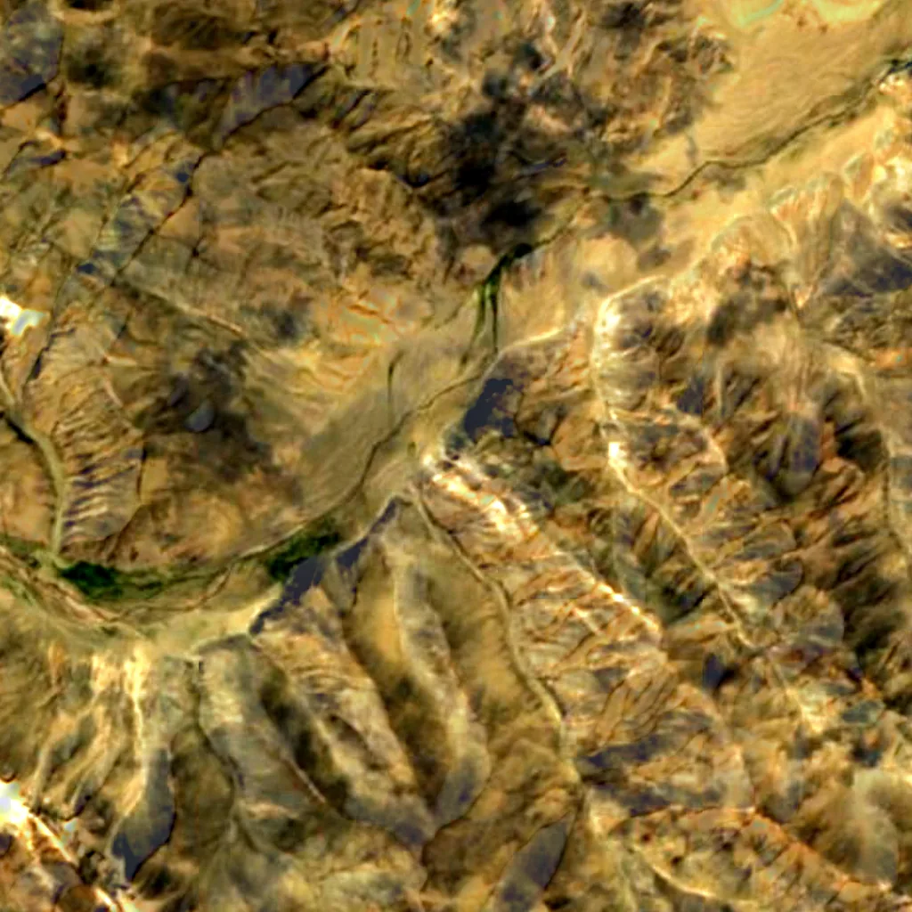 The ground above Gurban Tsenkher Cave (Sentinel-2)