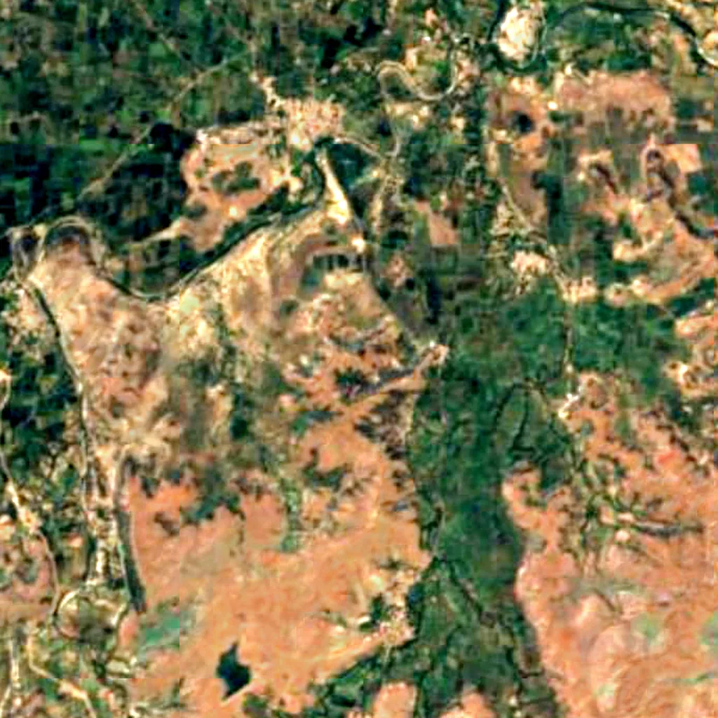 The ground above Hathiagor Buddhist Caves (Sentinel-2)