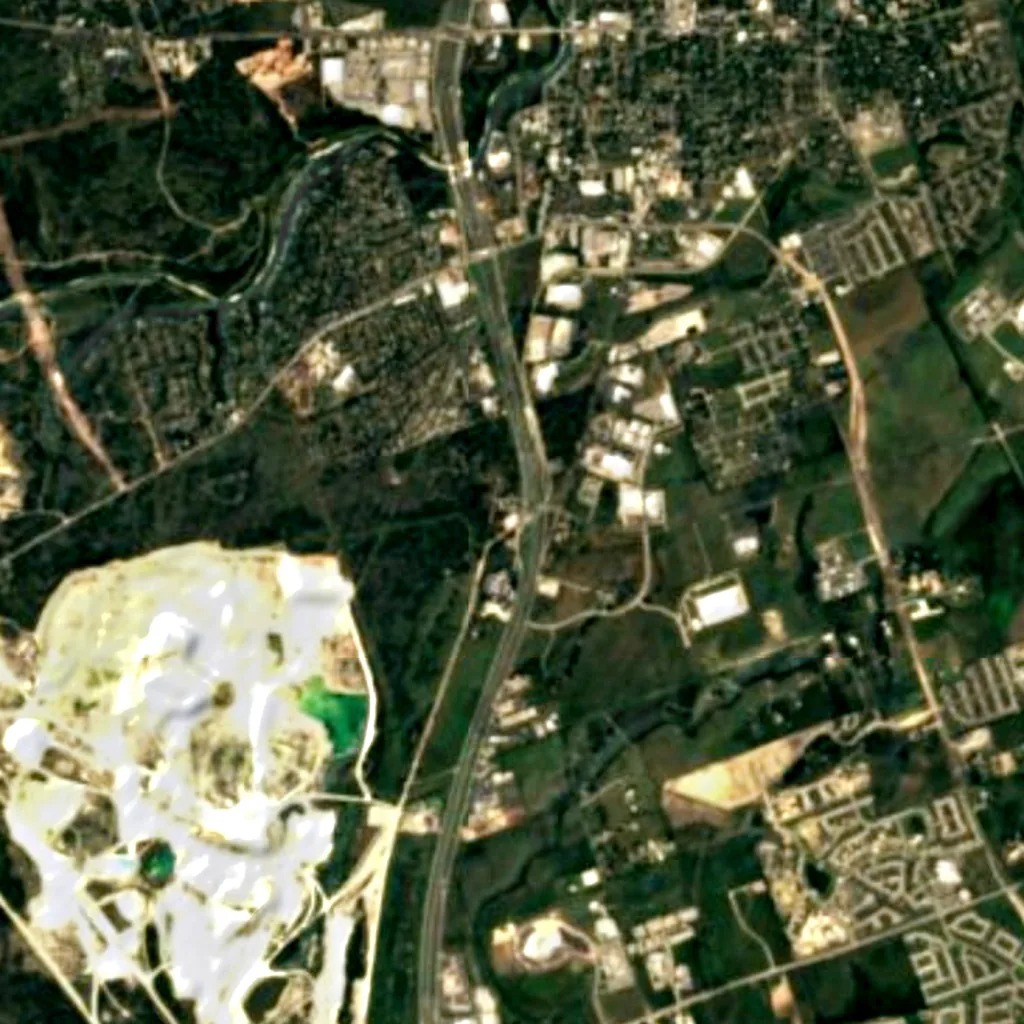 The ground above Inner Space Cavern (Sentinel-2)