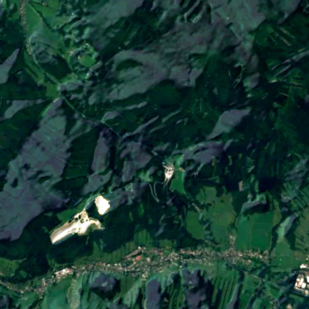 The ground above Jeskyně Na Pomezí (Sentinel-2)