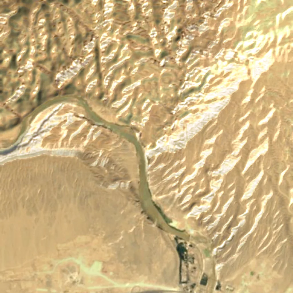 The ground above Kumtura Thousand Buddha Caves (Sentinel-2)