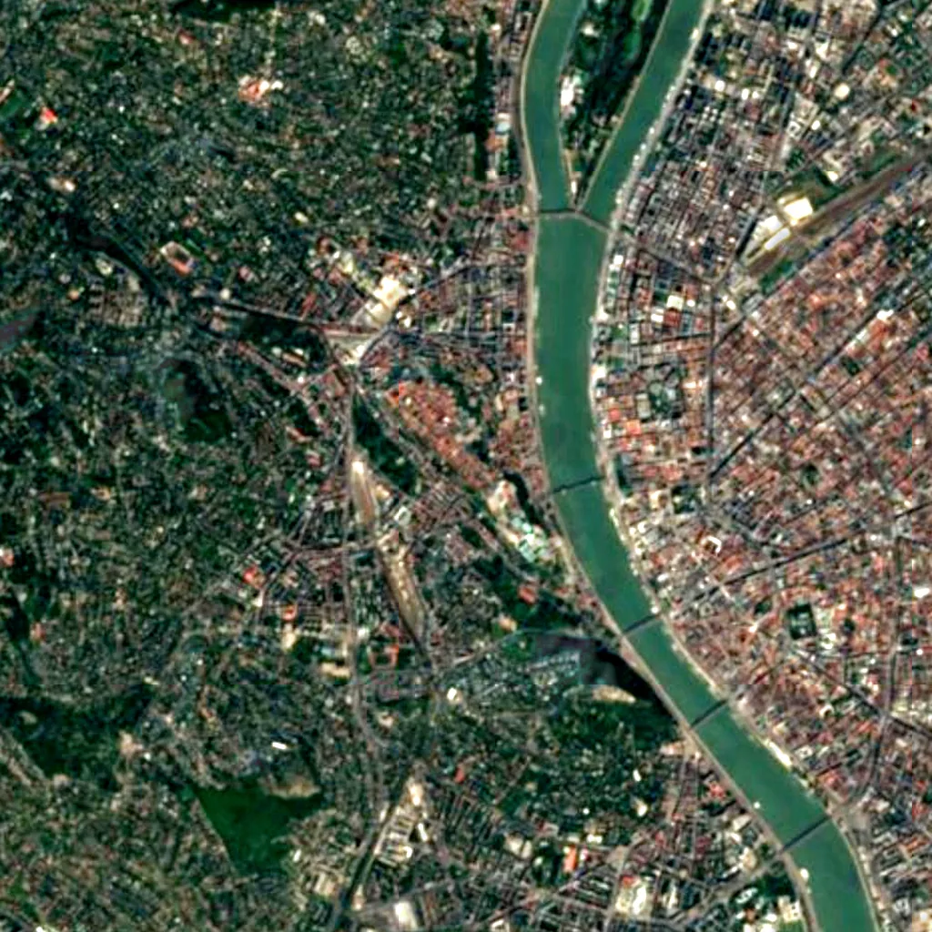 The ground above Labyrinth of Buda Castle (Sentinel-2)