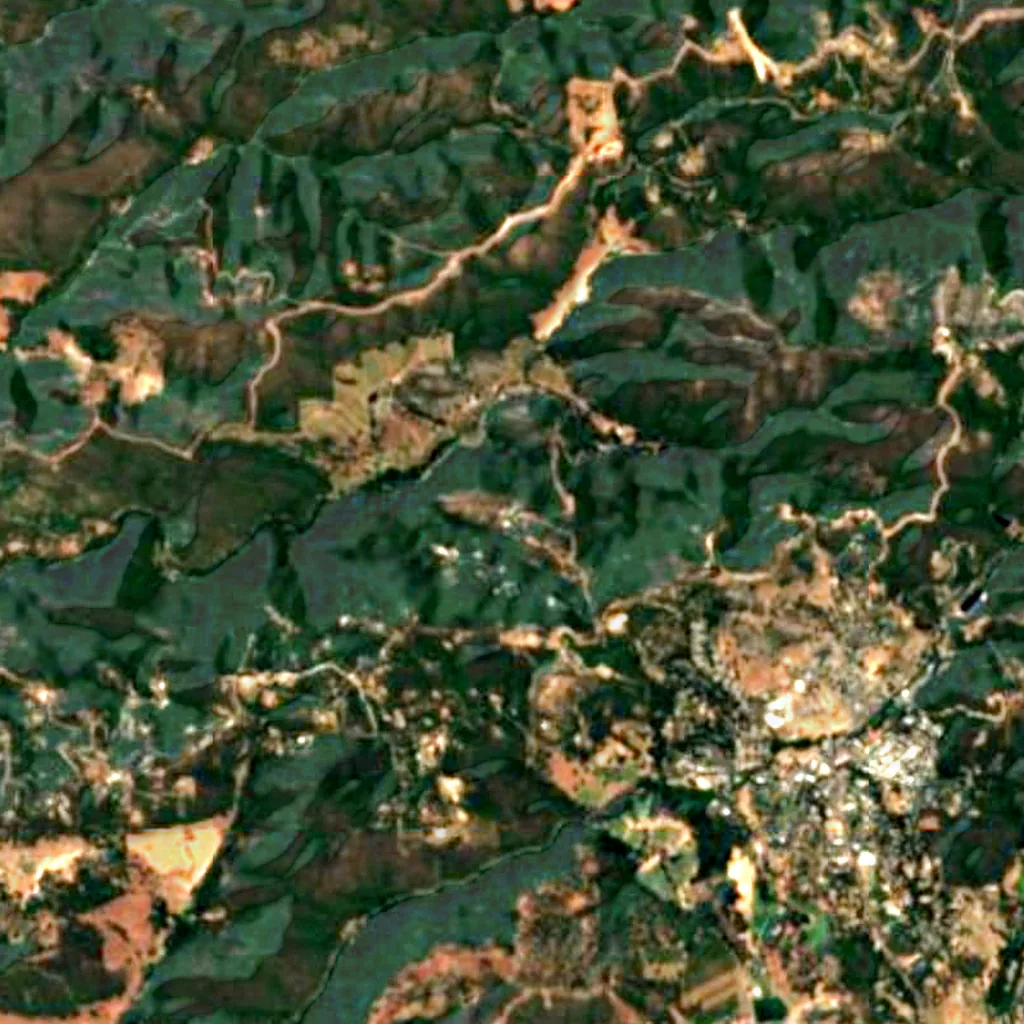 The ground above Mercer Caverns (Sentinel-2)
