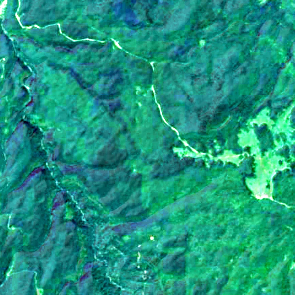 The ground above Mezmaiskaya cave (Sentinel-2)
