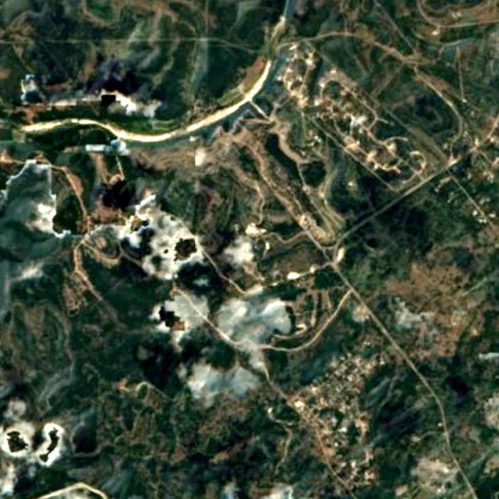 The ground above Natural Bridge Caverns (Sentinel-2)