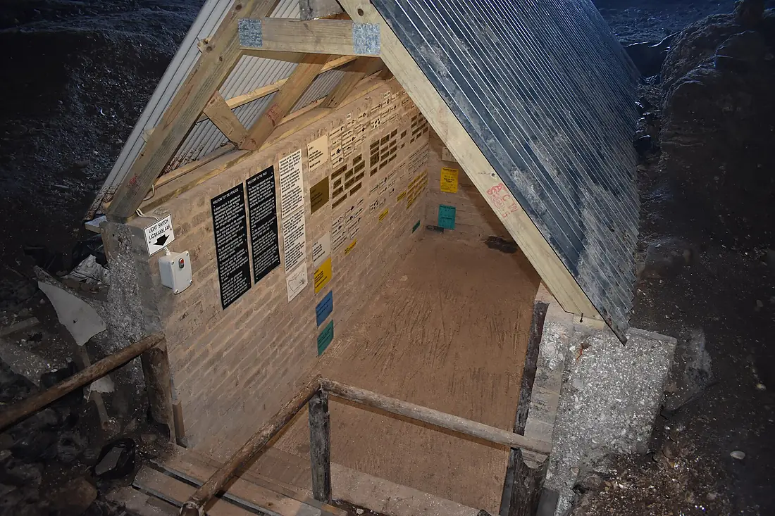 Protective structure at Nelson Bay Cave