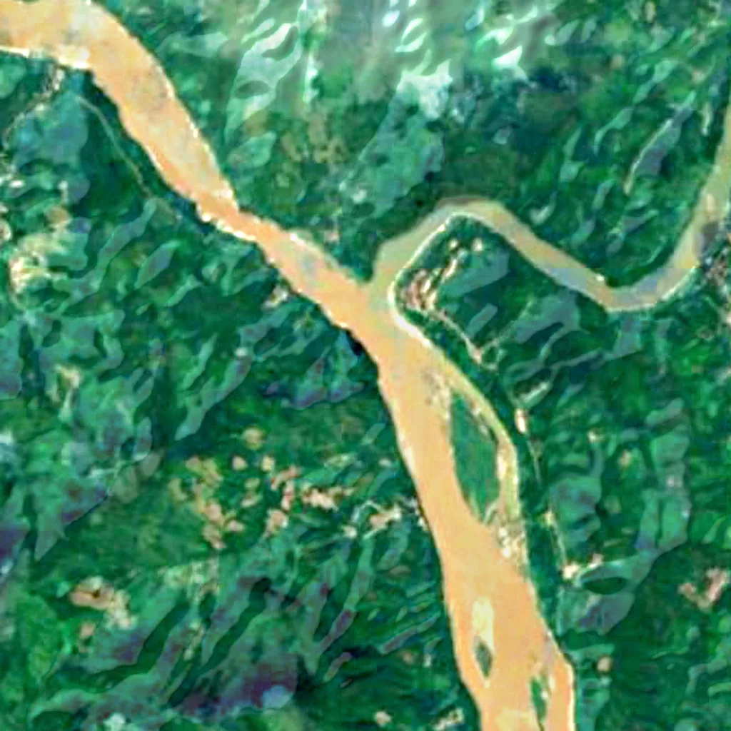 The ground above Pak Ou Caves (Sentinel-2)