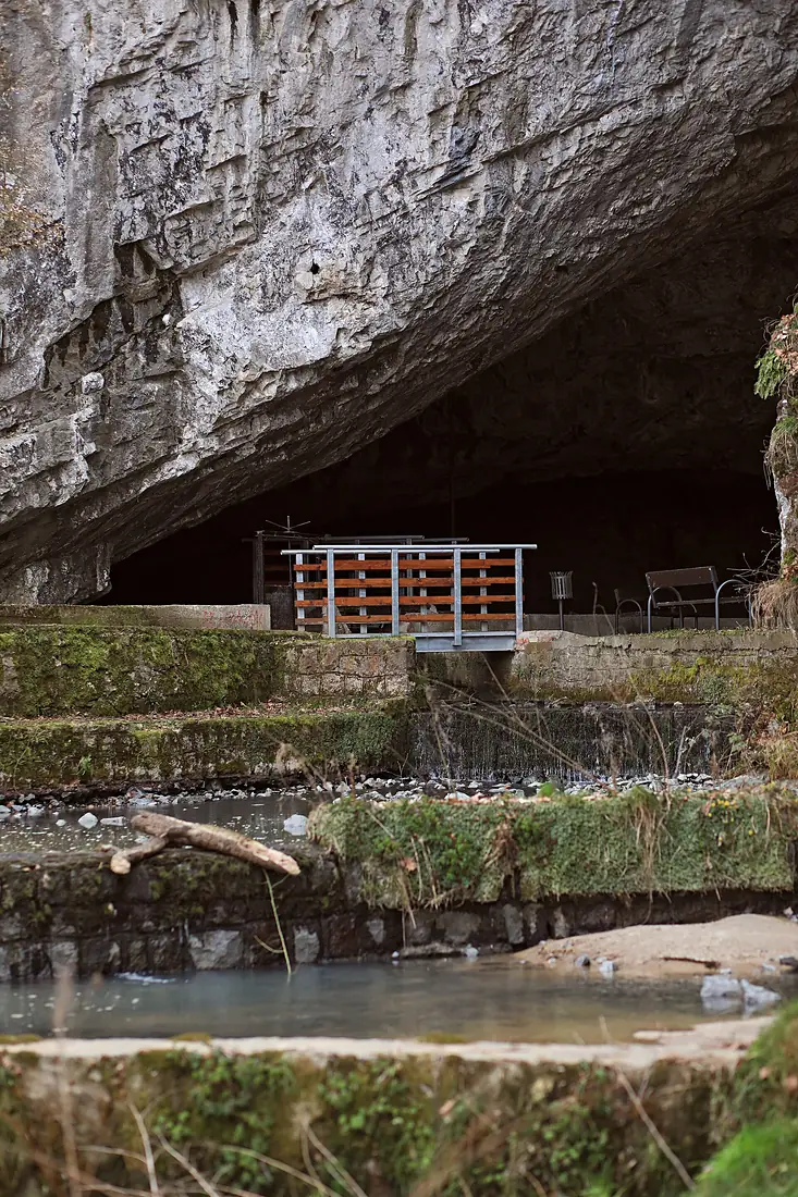 Bridge in front of the entrance to the Petnica cave