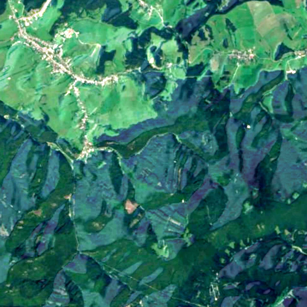 The ground above Pružinská Dúpna jaskyňa (Sentinel-2)