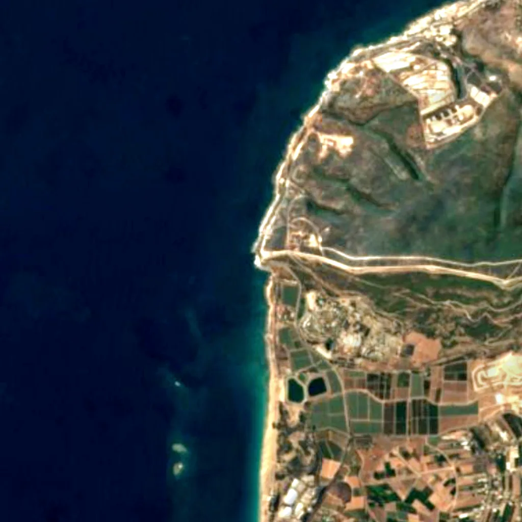 The ground above Rosh HaNikra grottoes (Sentinel-2)