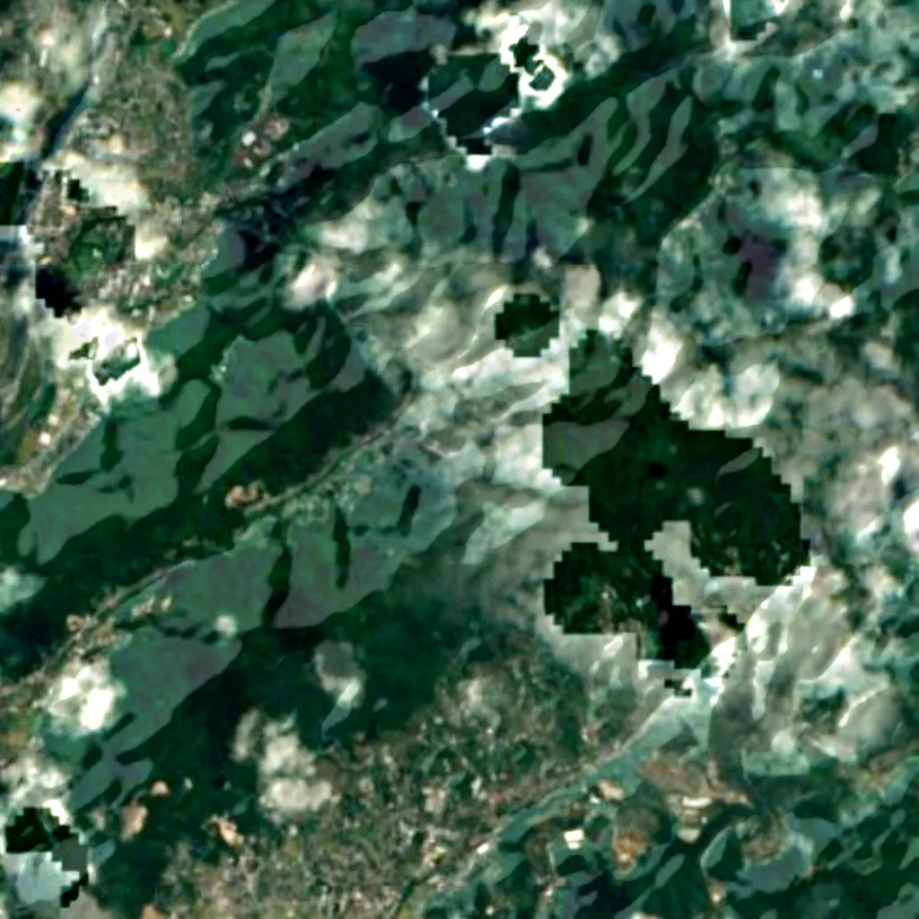 The ground above Ryūga Cave (Sentinel-2)