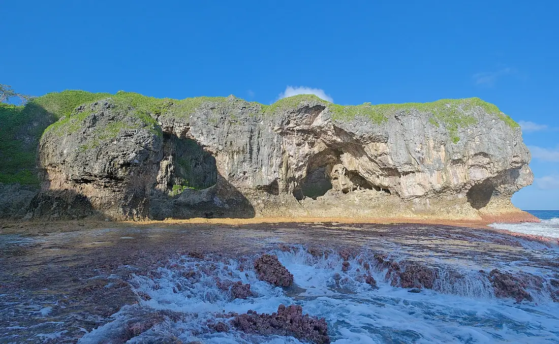 Coral reef at Talava Arch towards inland arches