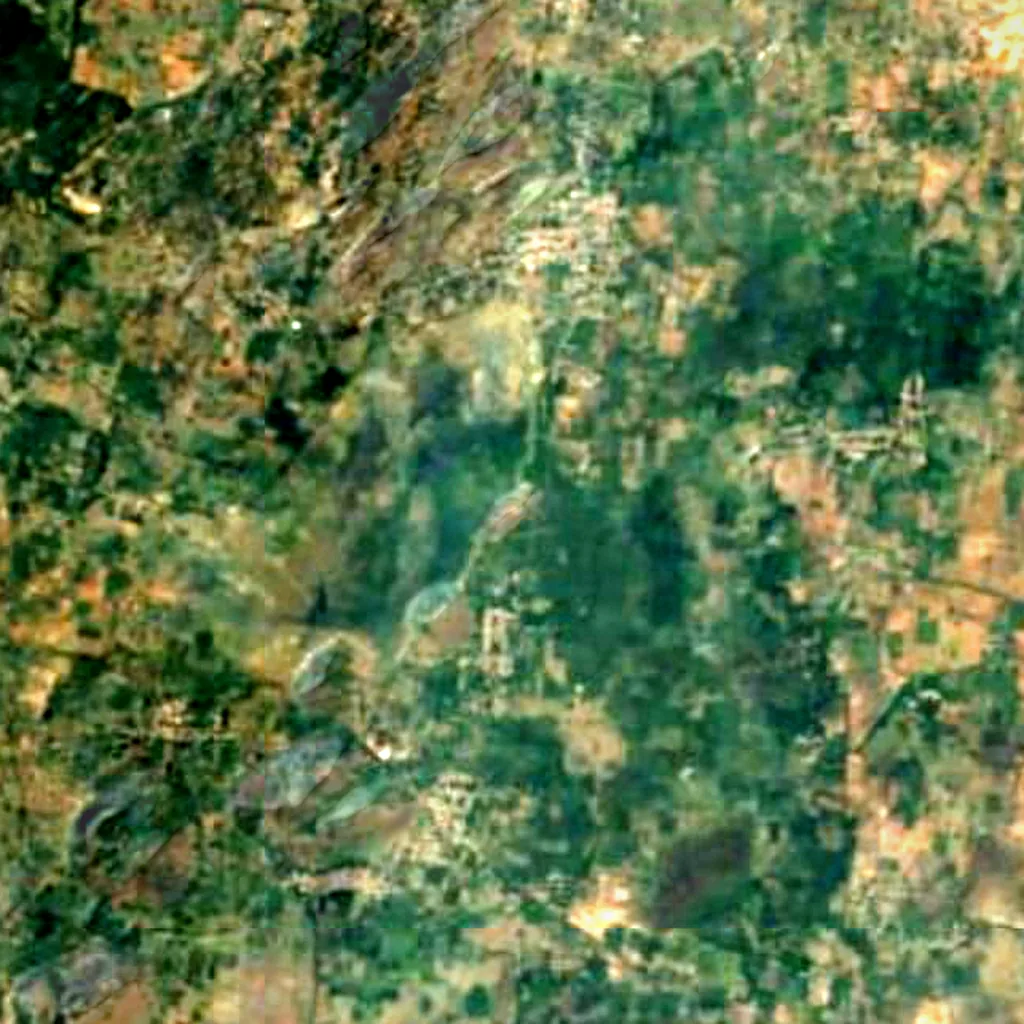 The ground above Thalagireeshwarar Temple (Sentinel-2)