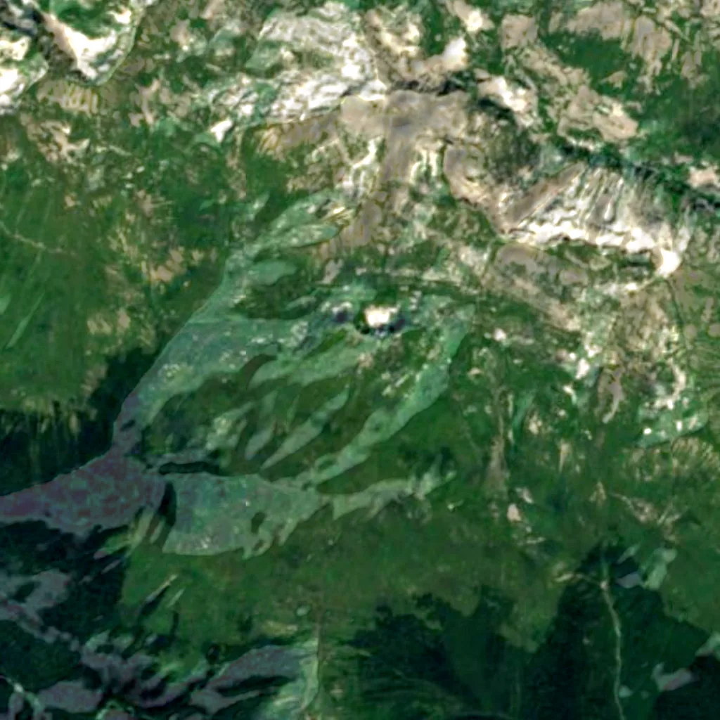 The ground above Veryovkina Cave (Sentinel-2)