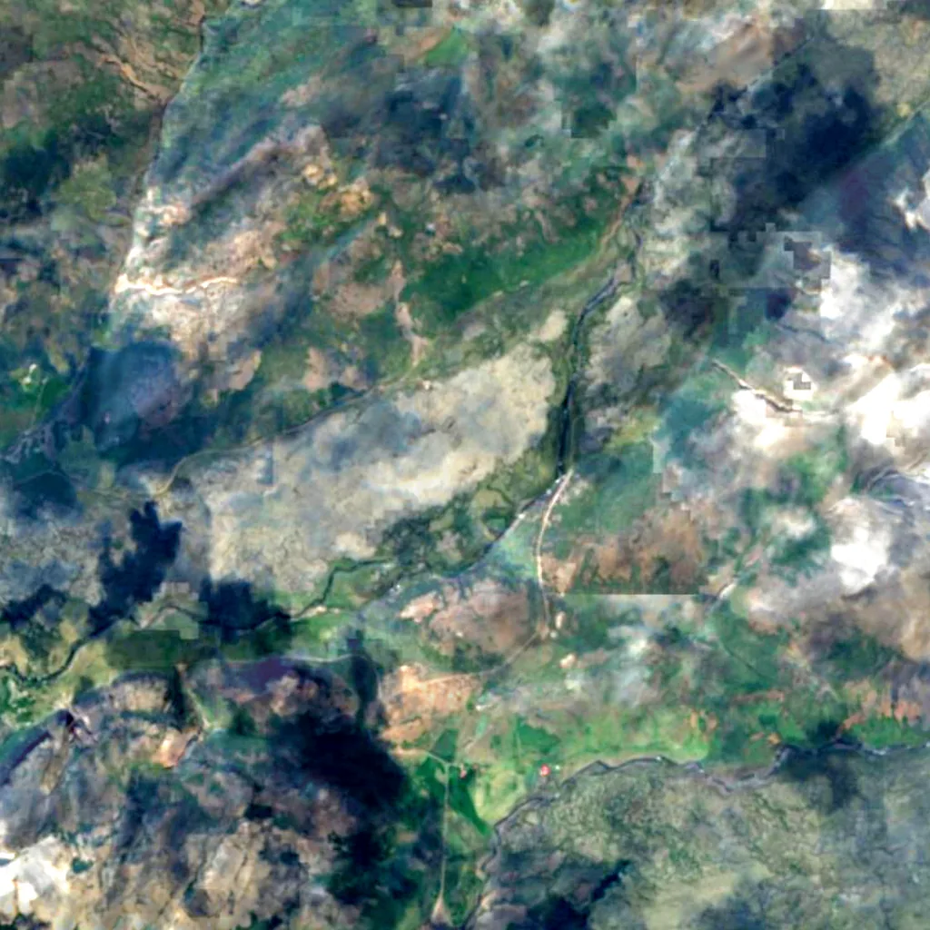 The ground above Víðgelmir (Sentinel-2)