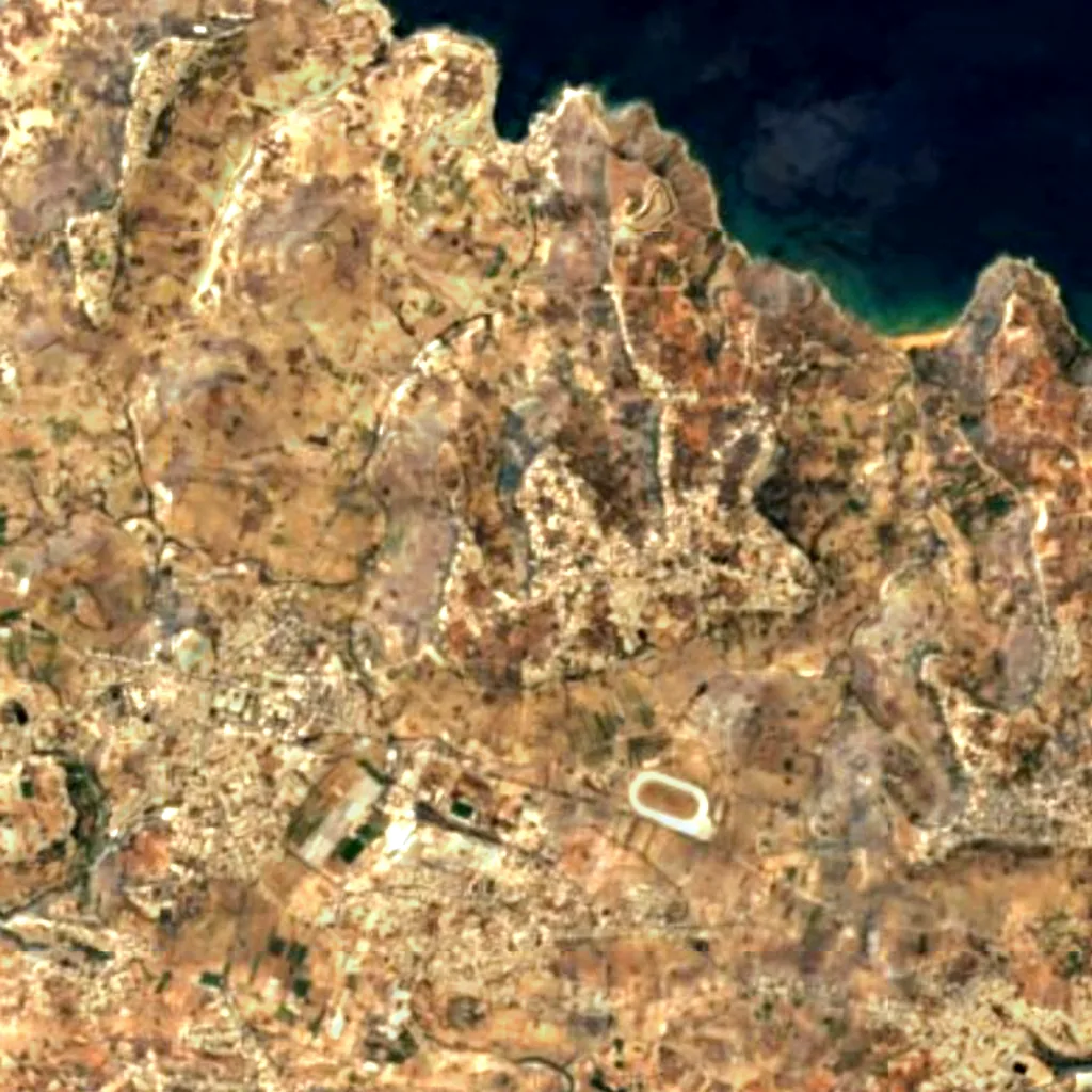 The ground above Xerri's Grotto (Sentinel-2)